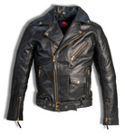 Bold & Unapologetic Black Cow Leather Biker – Distressed Grain & Vintage Brass By Taurus Leather