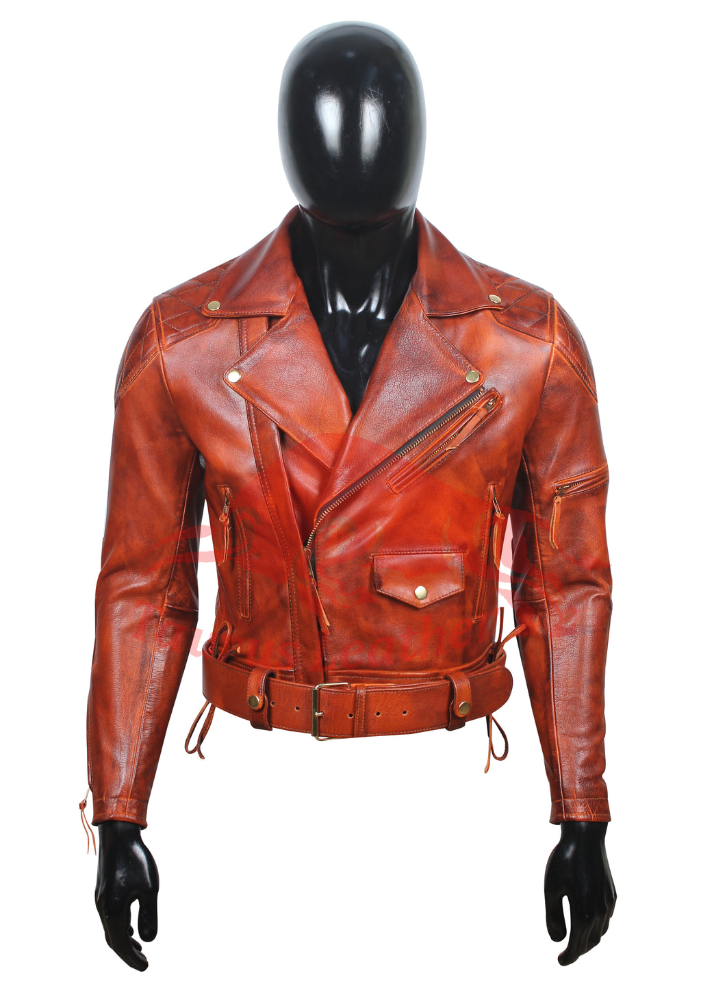 Vintage Brown The Classic Biker Jacket by Taurus Leather"