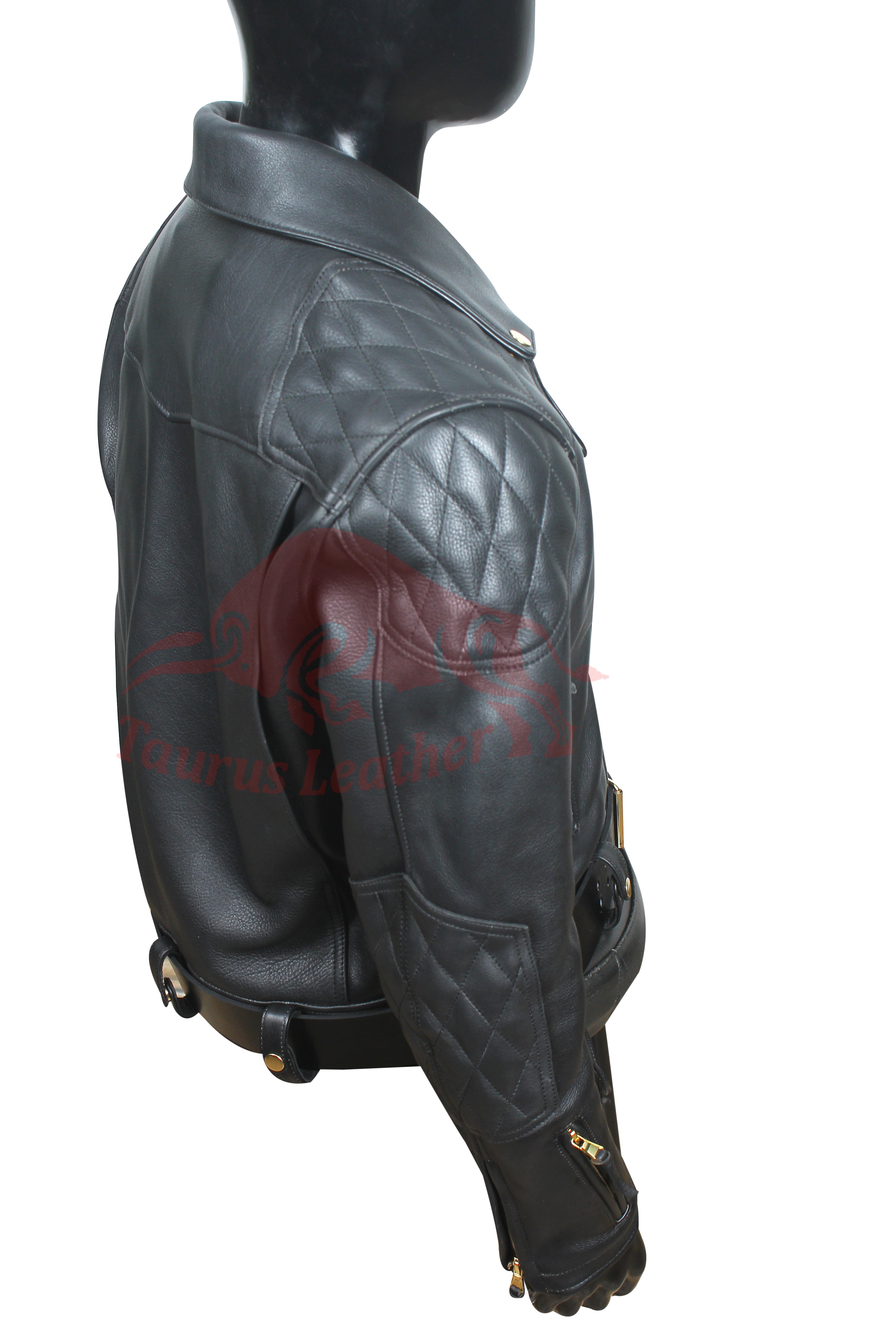 Luxe Black Cow Leather Jackets by Taurus Leather