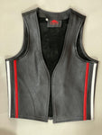 Taurus Leather Bull Run Vest – Black Cowhide with Red & White Straps