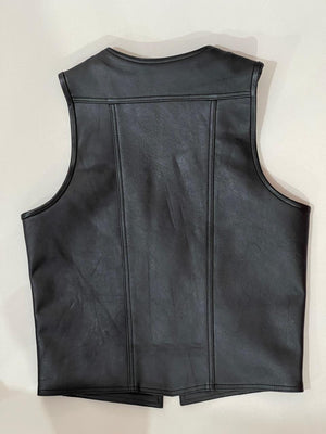 Taurus Leather Bull Run Vest – Black Cowhide with Red & White Straps