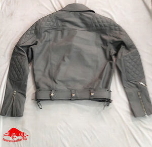 TAURUS LEATHER Grey Cow Leather Jacket