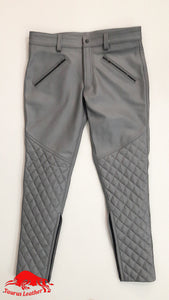 TAURUS LEATHER Grey Cow Leather Padded Pant