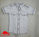 TAURUS LEATHER White Color Sheep Leather Shirt With Black trimming