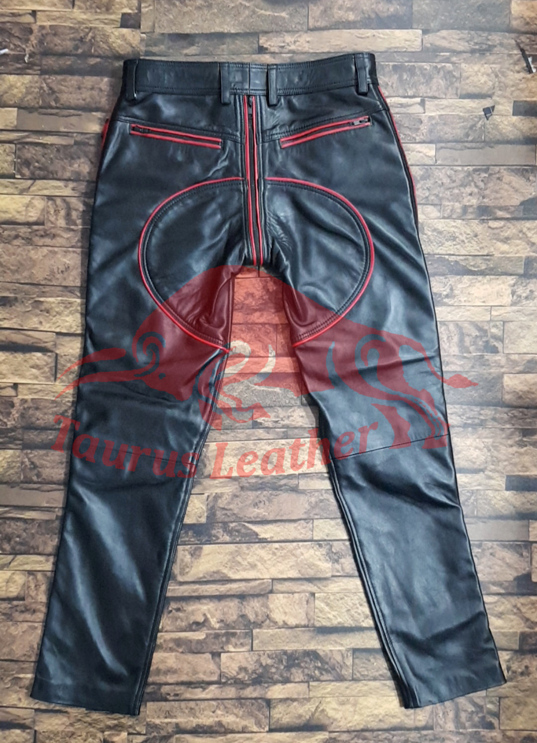 TAURUS LEATHER Sheep Leather Quilted Design Pant With Red Trimming