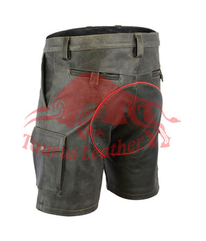TAURUS LEATHER Cow Leather Short With Red Trimming