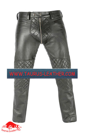 Taurus Leather Quilted Pant With Center Zip All round