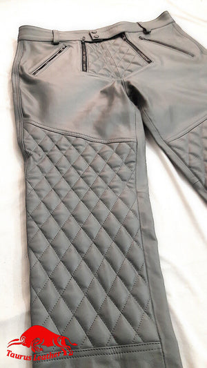 TAURUS LEATHER Grey Cow Leather Pant