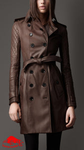 TAURUS LEATHER Chocolate color sheep leather long coat