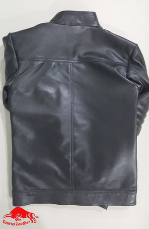 TAURUS LEATHER Black Quilted Sheep Leather Jacket