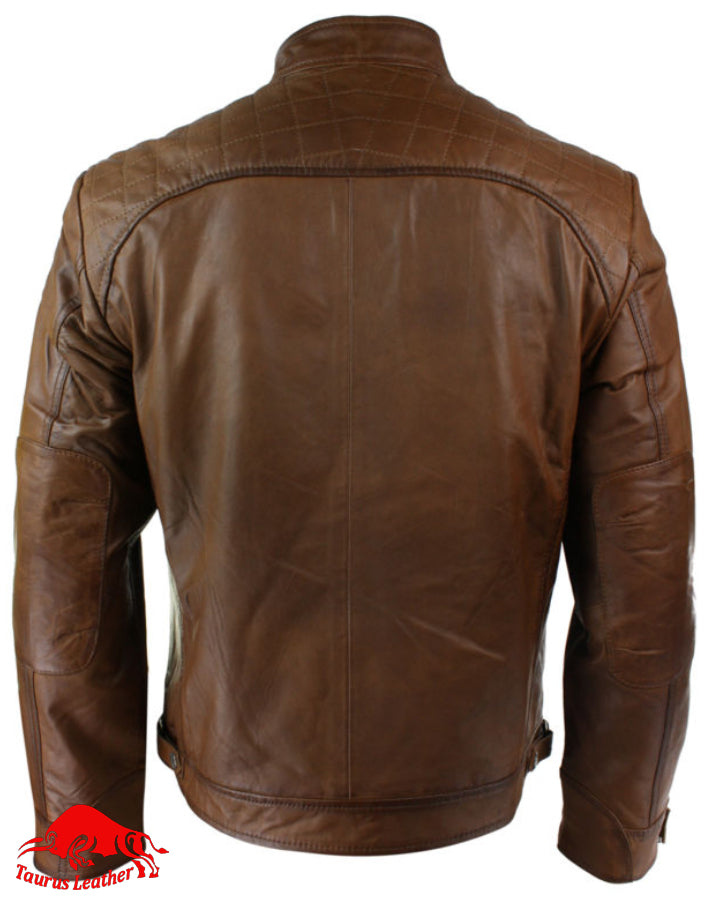 Brown Sheep Leather Jacket With Two Chest Pockets