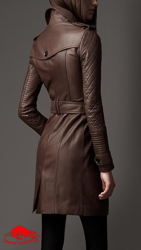 TAURUS LEATHER Chocolate color sheep leather long coat