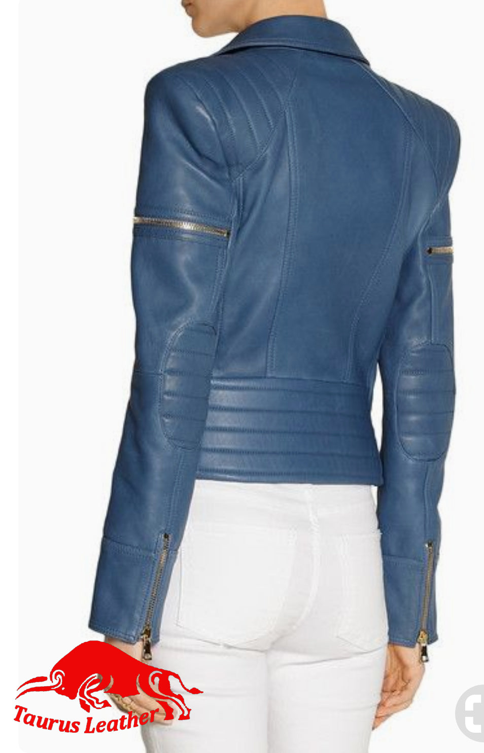 TAURUS LEATHER Light Blue Sheep Leather Women's Jacket