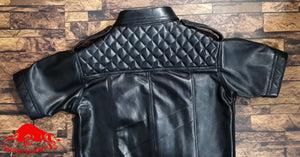 TAURUS LEATHER Black Sheep Leather Shirt With Quilted Design