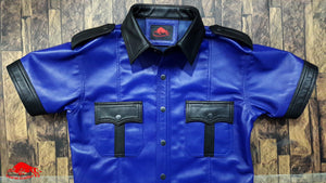 TAURUS LEATHER Navy Blue Color Sheep Leather Shirt