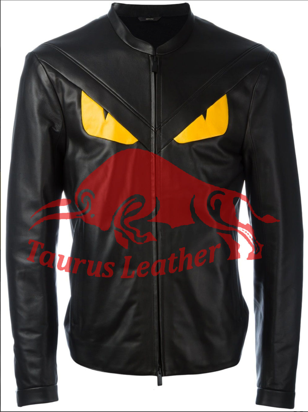 TAURUS LEATHER Black Sheep Leather Jacket with Snake Eye design