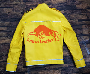 TAURUS LEATHER Yellow Sheep Leather Buckle Jacket